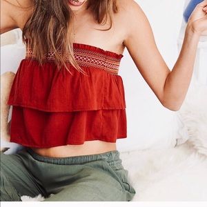 Aerie Red Tube Crop Top XS